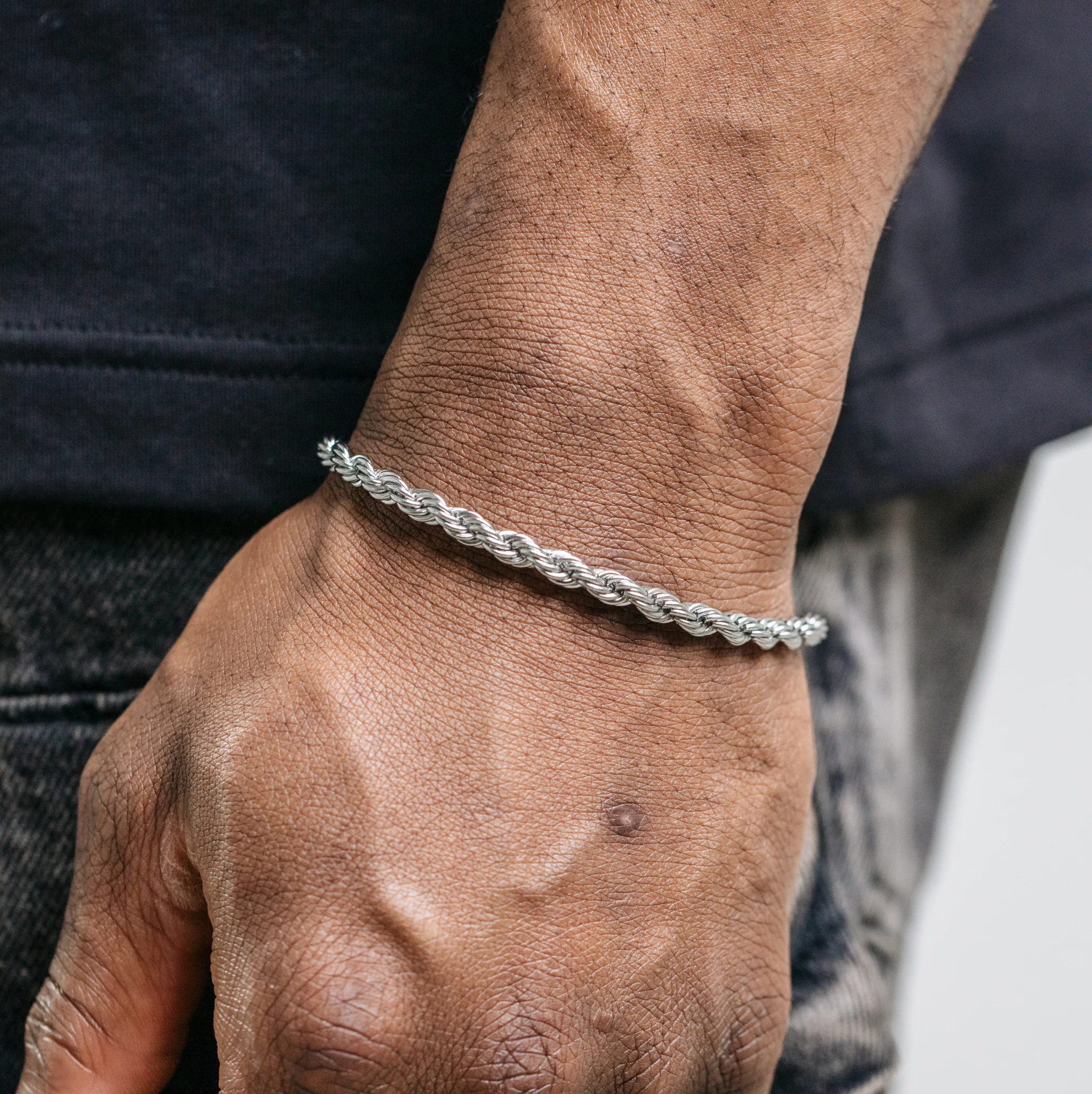 5mm Rope Bracelet - Silver - Image 4
