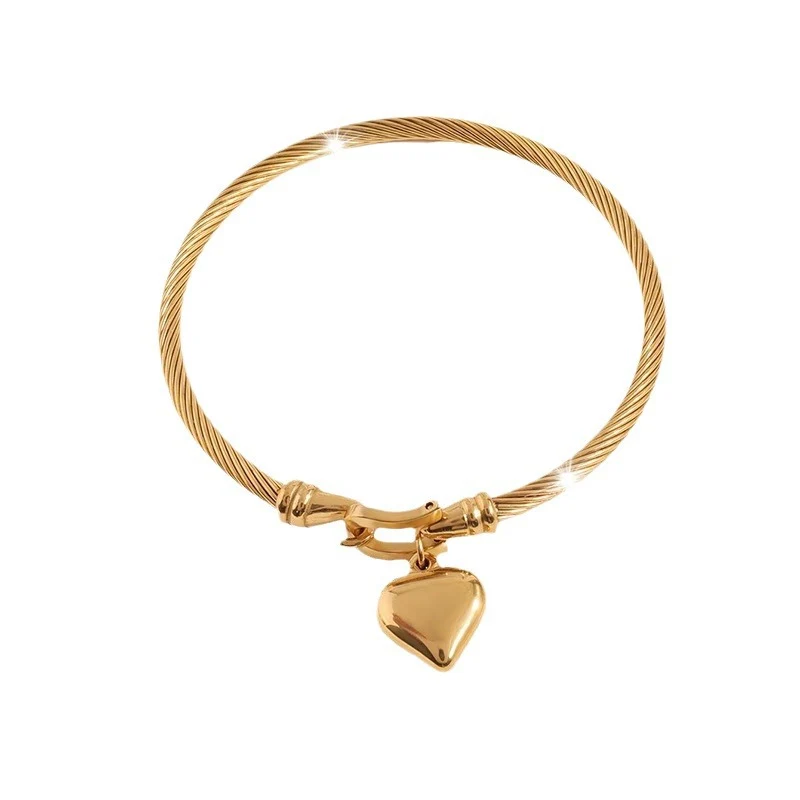 HEART PENDANT BRACELET - GOLD - Image 2